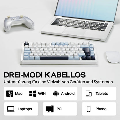 EPOMAKER x AULA F75 ISO-DE Tri-Mode Connectivity QWERTZ German Layout Wireless Mechanical Keyboard with 4000 mAh Battery