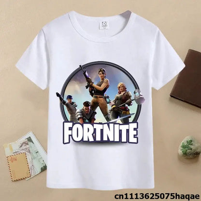 Sommer-Fortnite-Kinder-T-Shirt mit Cartoon-Spielfigur-Print, lässiges Sport-T-Shirt für Jungen, kurzärmelig, Kinderbekleidung