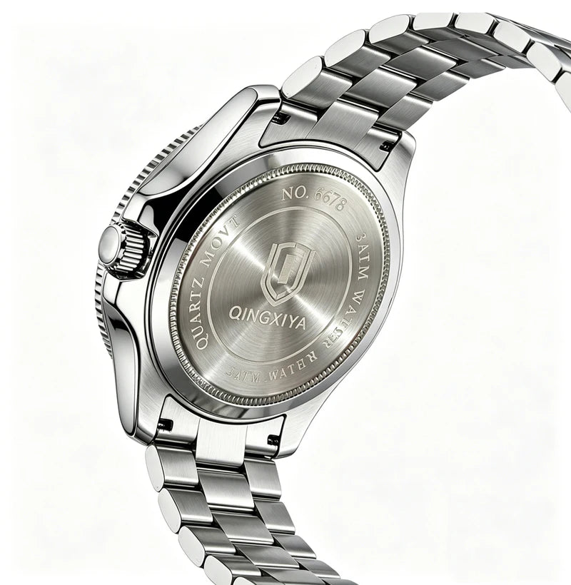 2026 New QINGXIYA Luxury Men Quartz Watches Stainless Steel Waterproof Luminous Date Watch Top Brand Men Wristwatch reloj hombre