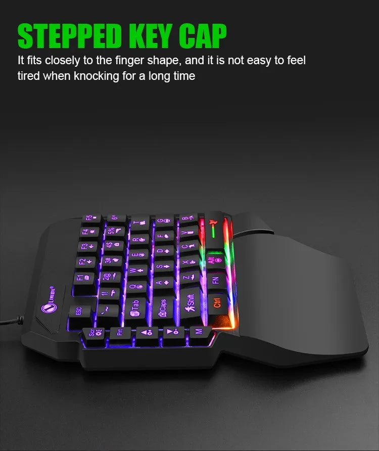 TEUCER 35 Keys One-Handed Mini Gaming Keyboard USB Wired RGB Backlit Ultra-Slim Gaming Keypad for PC, Laptop & Mobile Gaming