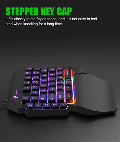 TEUCER 35 Keys One-Handed Mini Gaming Keyboard USB Wired RGB Backlit Ultra-Slim Gaming Keypad for PC, Laptop & Mobile Gaming