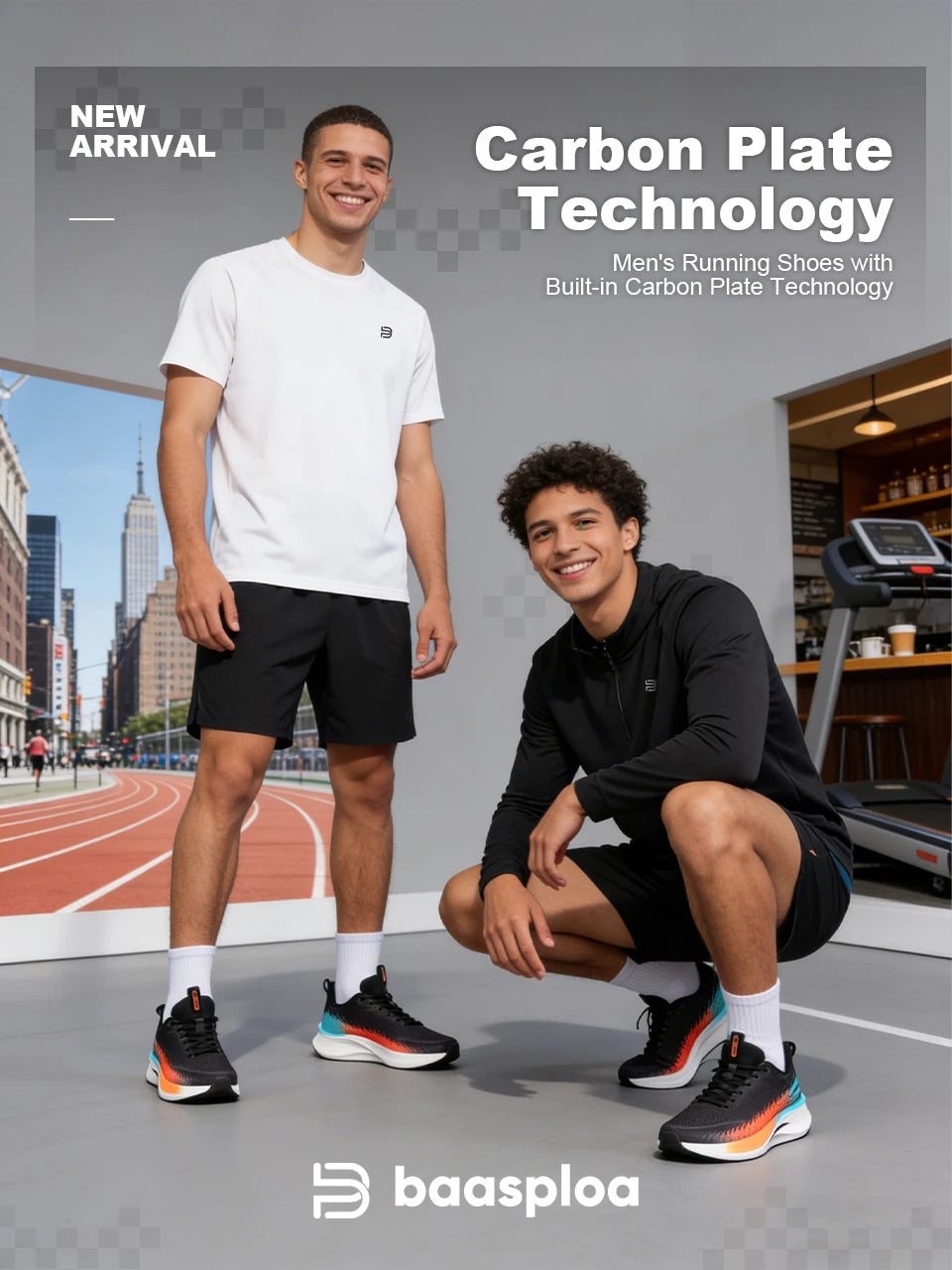 Baasploa Men Running Shoes Professional Training Women Carbon Plate Mesh Breathable Sneakers Male Lightweight Unisex Sport Shoes