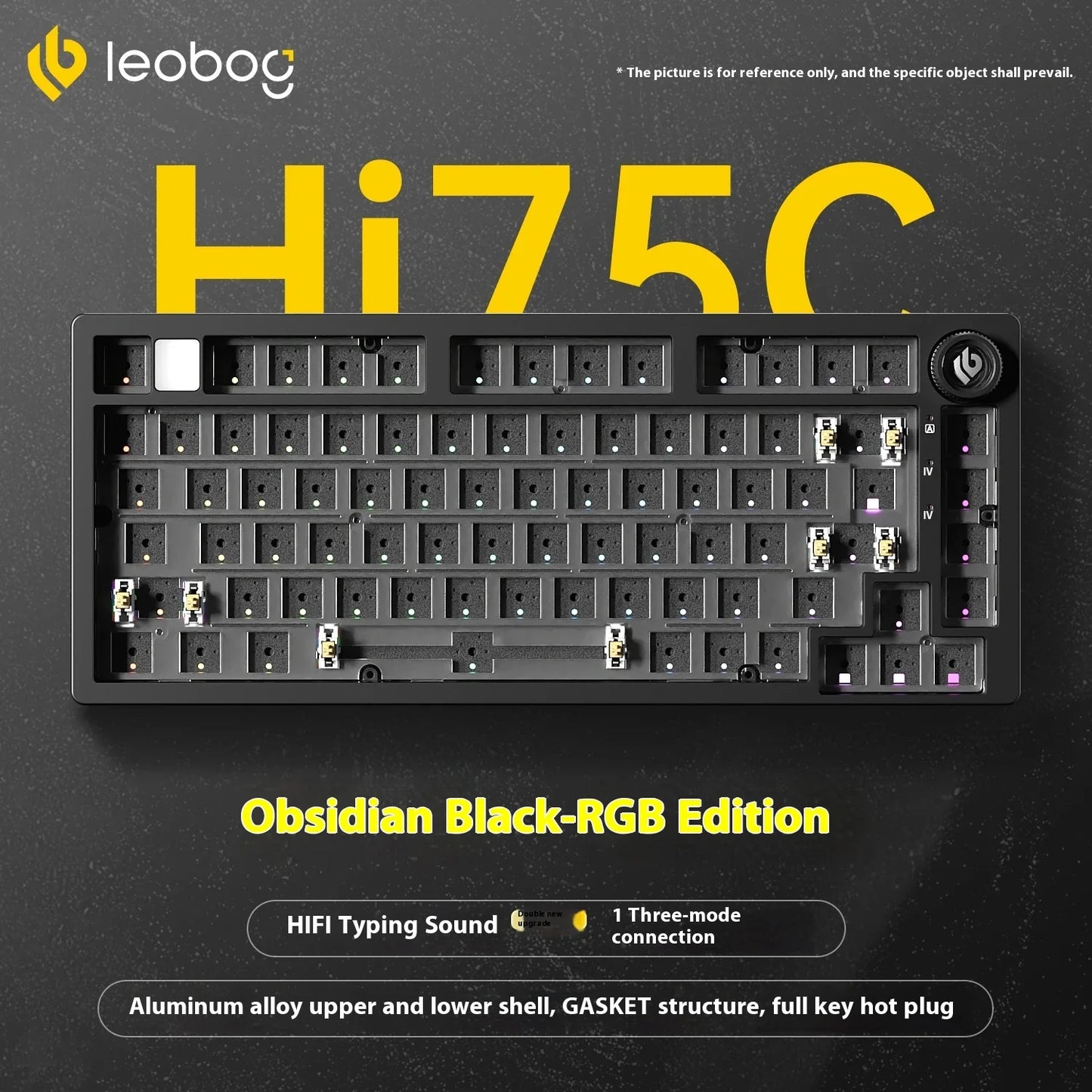 LEOBOG Hi75C Mechanical Wireless Keyboard Aluminium 3-Mode With Knob Hot Swap RGB Gasket Hi75C Gaming Keyboard Customization PC