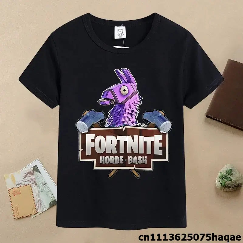 Sommer-Fortnite-Kinder-T-Shirt mit Cartoon-Spielfigur-Print, lässiges Sport-T-Shirt für Jungen, kurzärmelig, Kinderbekleidung