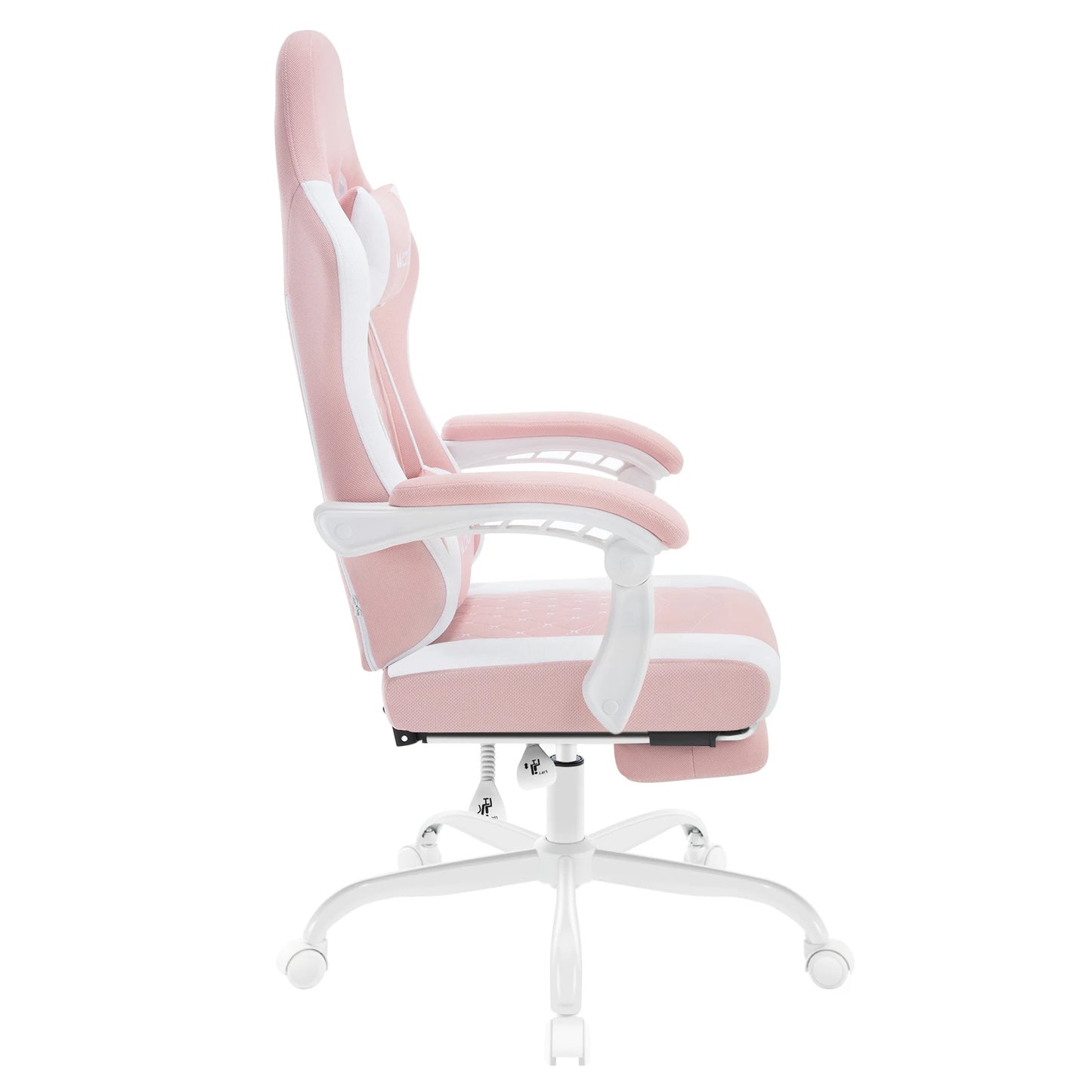 WOLTU snurrbar datorstol med massagefunktion, ergonomisk kontorsstol med kudde och fotstöd, höjdjusterbar gamingstol