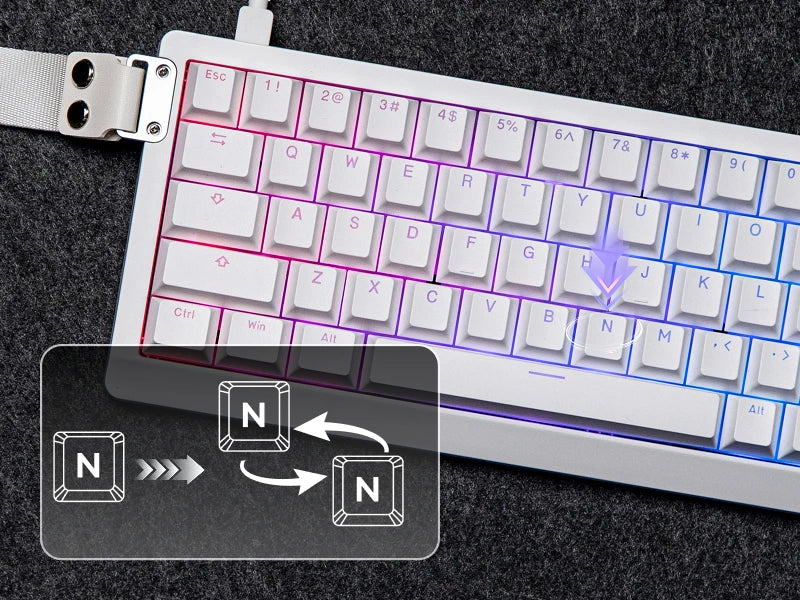EPOMAKER HE68 Lite 65% ANSI US Layout Tray-Mounted Wired Hall Effect Magnetic Mechanical Keyboard DKS SOCD RGB Backlight