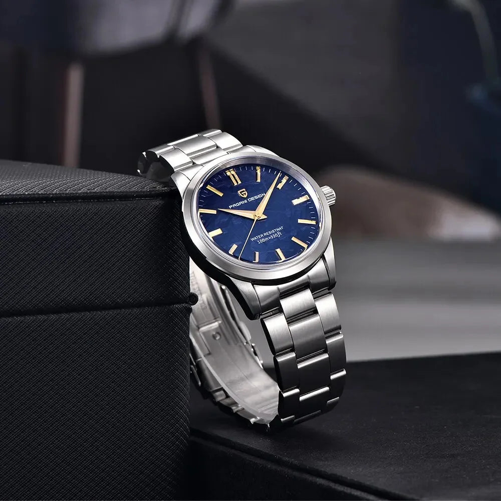 PAGANI DESIGN 40MM Meteorit-Zifferblatt Herren-Quarzuhr Luxus Business Saphir 316L Edelstahl 100M wasserdichte Uhr für Herren