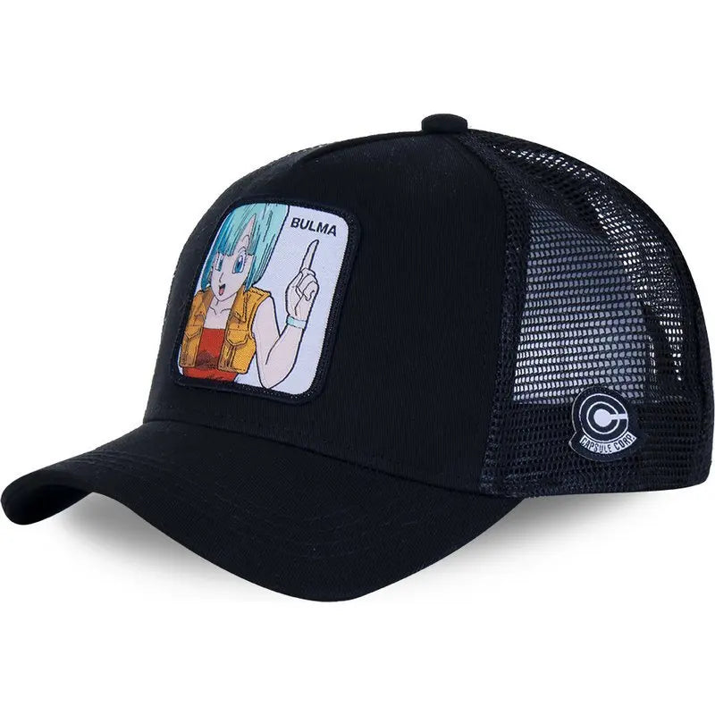 Casquette Dragon Ball Son Goku pour l'été : casquette de voyage à visière, pour homme, brodée, style hip-hop, visière pare-soleil, casquette trucker ajustable en maille