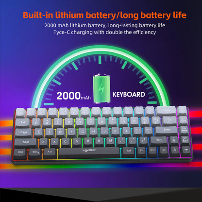 Clavier New key board 68% three-mode wired/wireless/bluetooth teclado gamer gaming keyboard gradual change gray RGB backlight