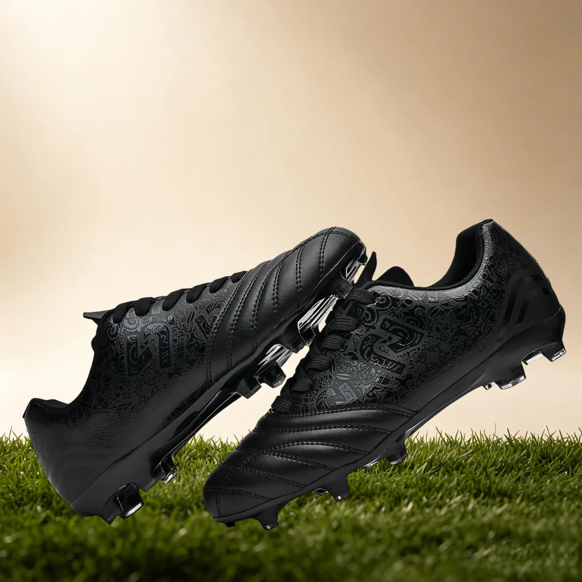 Chaussures de football multi-clous AG/FG pour adultes, tige en PU confortable, crampons antidérapants et résistants à l'usure pour les jeux en plein air sur gazon artificiel