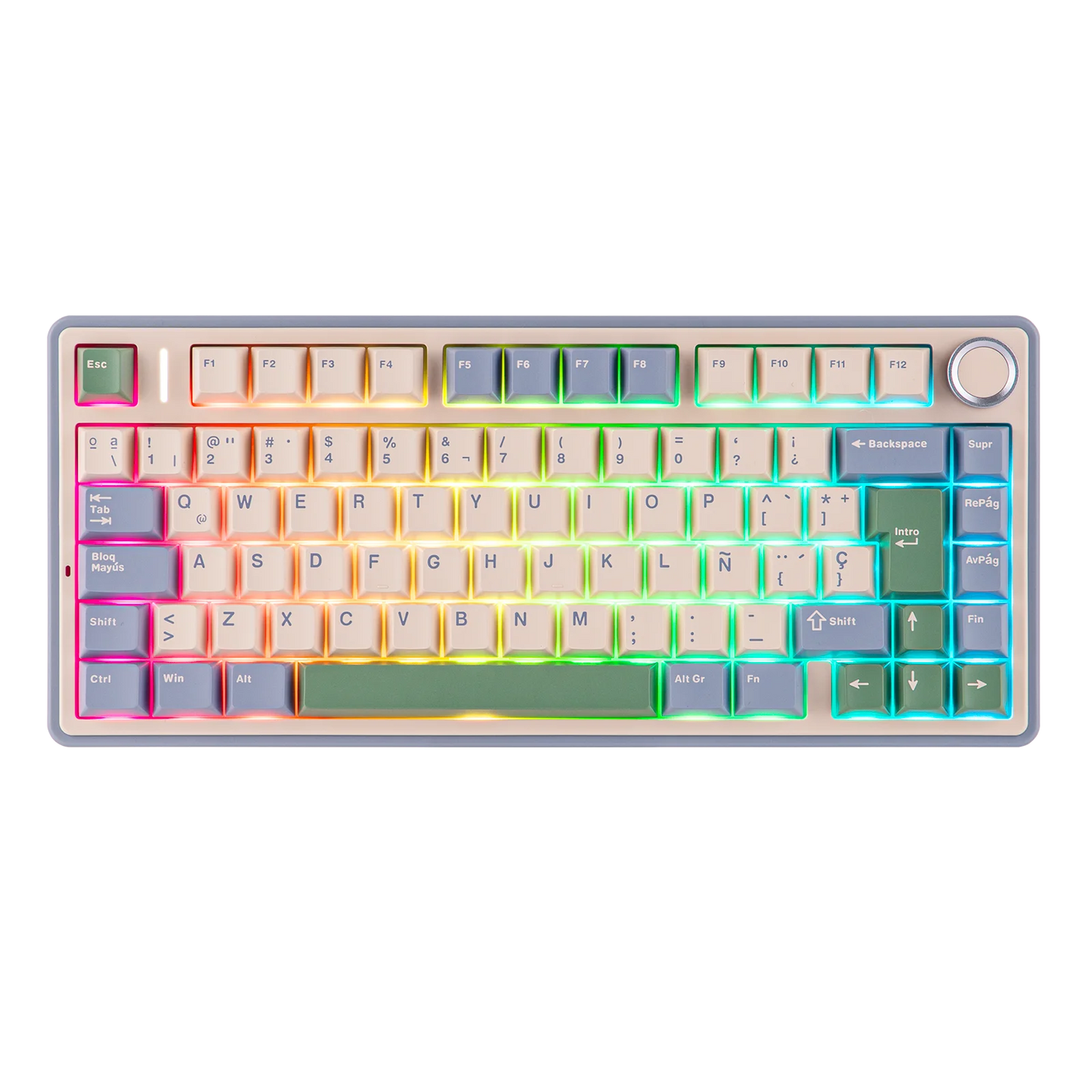 EPOMAKER AULA F75 ISO-ES 75% QWERTY español, teclado mecánico gaming inalámbrico con cable/Bluetooth/2.4GHz, hot-swap, montaje gasket y retroiluminación RGB