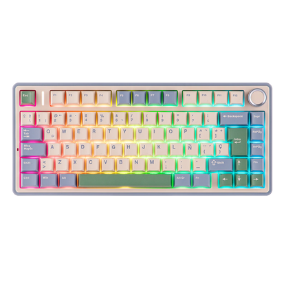EPOMAKER AULA F75 ISO-ES 75% QWERTY español, teclado mecánico gaming inalámbrico con cable/Bluetooth/2.4GHz, hot-swap, montaje gasket y retroiluminación RGB