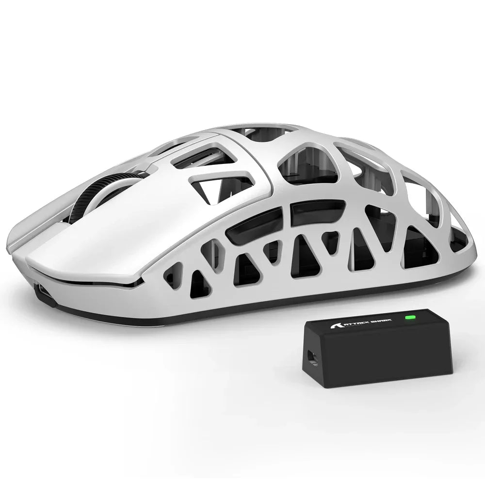 ATTACK SHARK R3 Gaming-Maus aus Magnesiumlegierung 8K SUPERLIGHT 8000Hz 6 einstellbare DPI-Stufen bis zu 26000 PAW3395 BT/2.4G kabellos/kabelgebunden