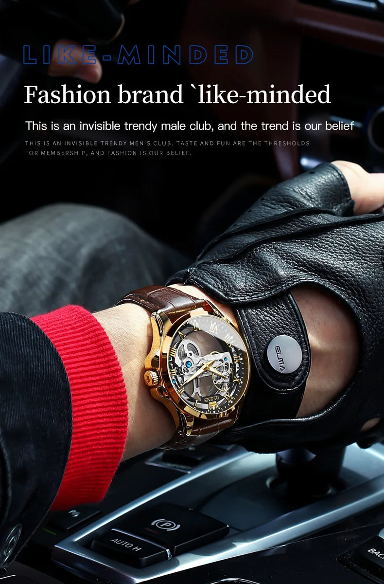 OLEVS 6661 Automatic Watch For Men Skeleton Original Mechanical Movement Men's Wristwatch Waterproof Luminous Sport Men's Watches