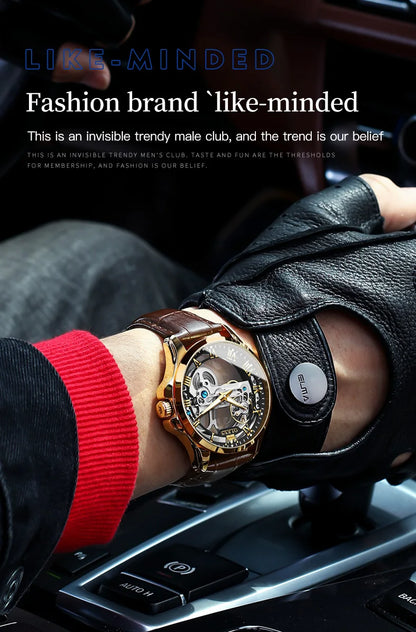 OLEVS 6661 Automatic Watch For Men Skeleton Original Mechanical Movement Men's Wristwatch Waterproof Luminous Sport Men's Watches