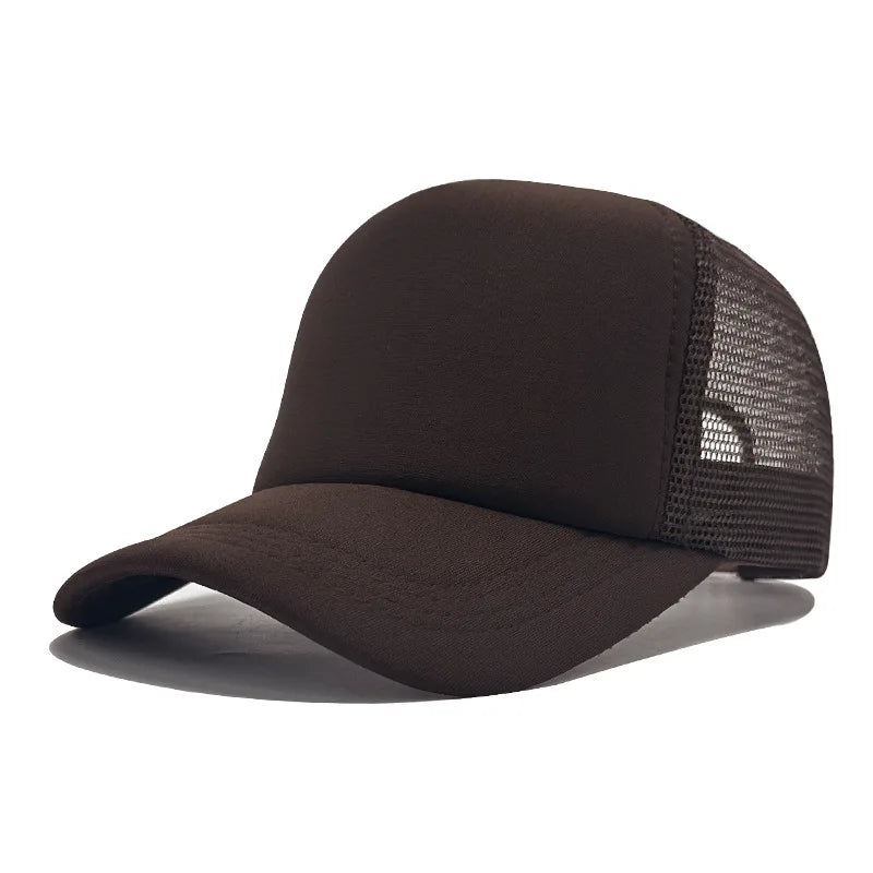 Sponge Mesh Baseball Cap - Unisex Solid Color Trucker Hat Adjustable UV Protection Fashion Breathable Snapback Sun Hat