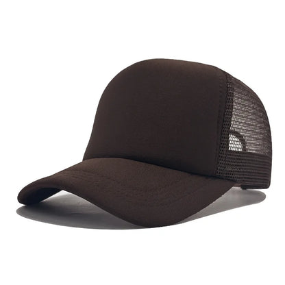 Sponge Mesh Baseball Cap - Unisex Solid Color Trucker Hat Adjustable UV Protection Fashion Breathable Snapback Sun Hat