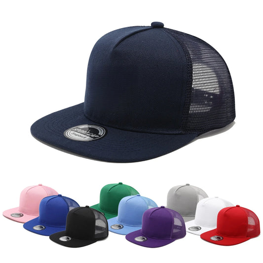 New Hip Hop Back Mesh Baseball Cap Men Women Personalized Flat Brim Trucker Hat Summer Street Fashion Snapback Caps