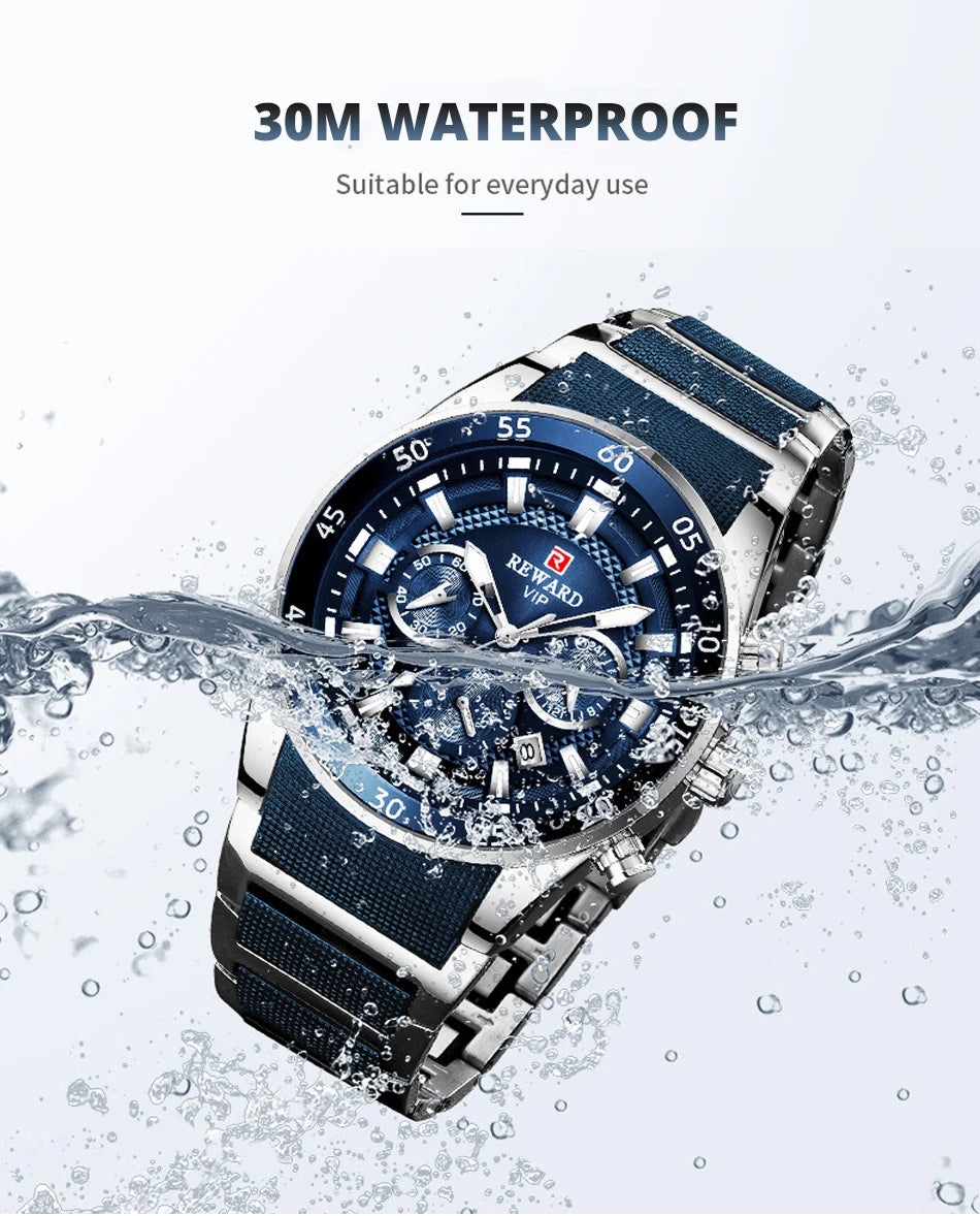 REWARD Men's Watches 81011M Sports Silicone Quartz Men's Watch Waterproof Calendar Chronograph Luminous Watches Men
