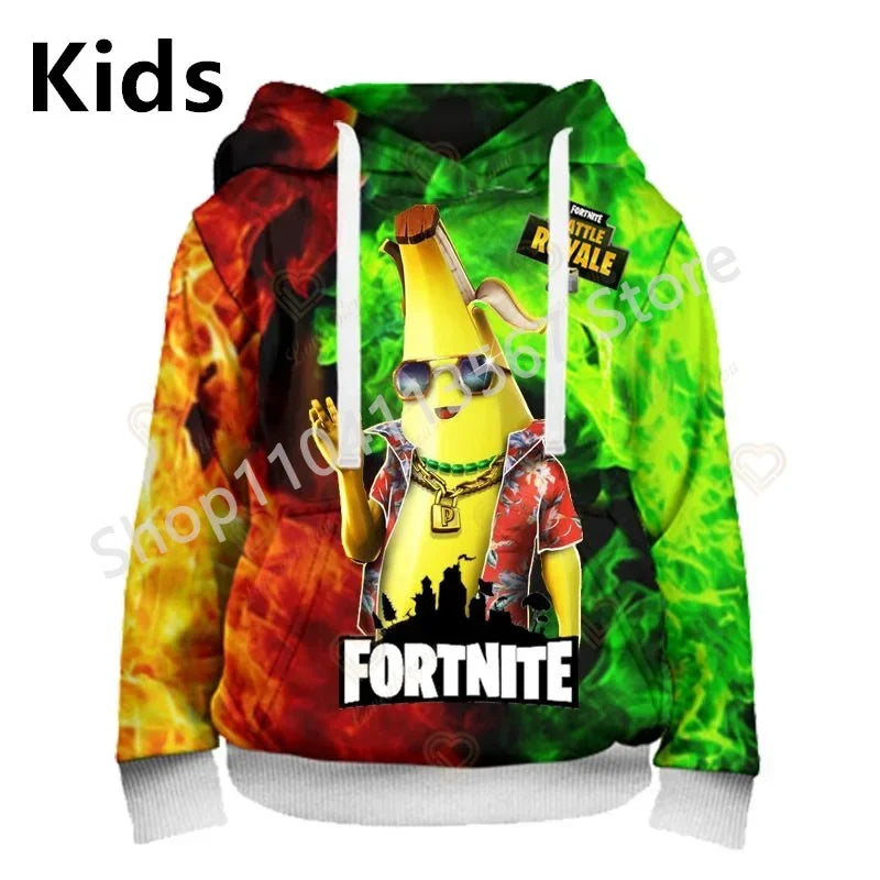 Φούτερ με Κουκούλα Llama Battle Royale F-Fortnited με 3D Εκτύπωση για Άνδρες, Γυναίκες και Παιδιά, Αγόρια και Κορίτσια, Streetwear Πουλόβερ, Πράσινα Τοπ