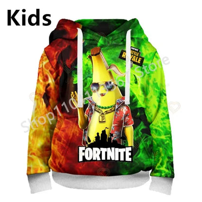 Φούτερ με Κουκούλα Llama Battle Royale F-Fortnited με 3D Εκτύπωση για Άνδρες, Γυναίκες και Παιδιά, Αγόρια και Κορίτσια, Streetwear Πουλόβερ, Πράσινα Τοπ