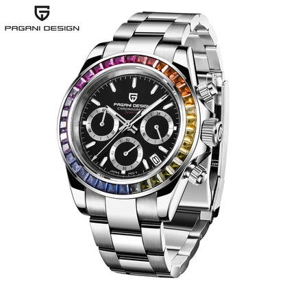 Orologio da uomo PAGANI DESIGN – Modello con quadranti colorati, orologio da polso al quarzo di lusso, cronografo dotato di un movimento