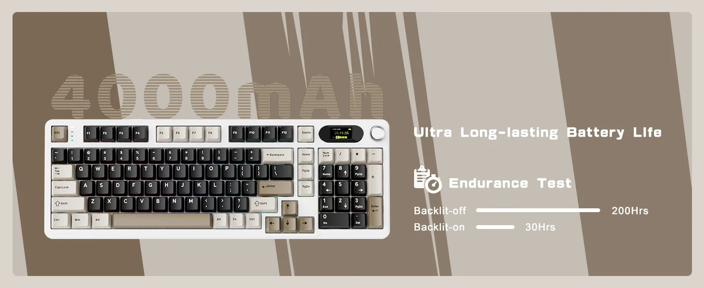 ATTACK SHARK X98Pro Wireless Mechanical Keyboard with Screen & Knob, Tri-mode Gasket Hot Swappable RGB Keyboard, Web Driver