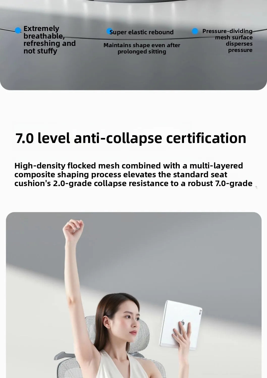 Sedia da ufficio ergonomica in rete con supporto lombare 6D, sedia da computer con schienale alto, sedia da scrivania reclinabile regolabile con poggiapiedi