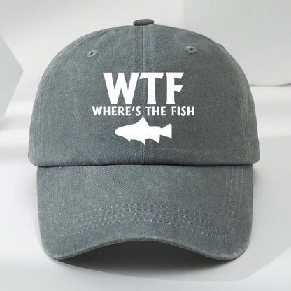 WTF fish print outdoor men's washed baseball cap retro duckbill cap sports casual baseball cap