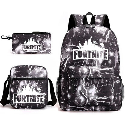 3Pcs Fortnite Gaming Backpack Set Lightweight Minimalist Laptop Schoolbag Pencil Case Lunch Bag Casual Travel Bag Holiday Gift