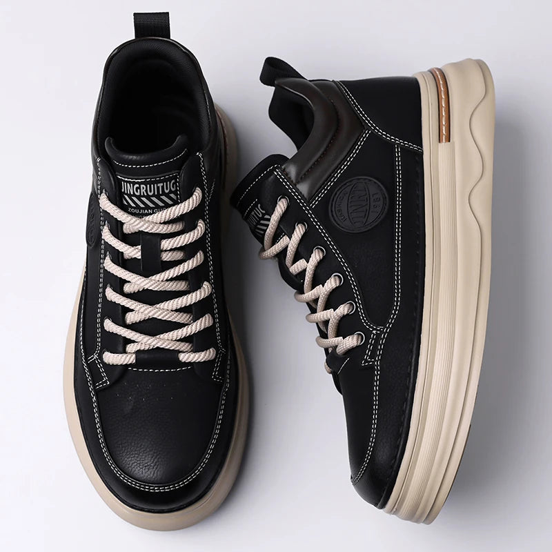 High Quality Men's Casual Leather Thick Bottom Oxford Shoes Fashion Outdoor Flat Top Quality Oxford Shoes Handmade Walking Shoes