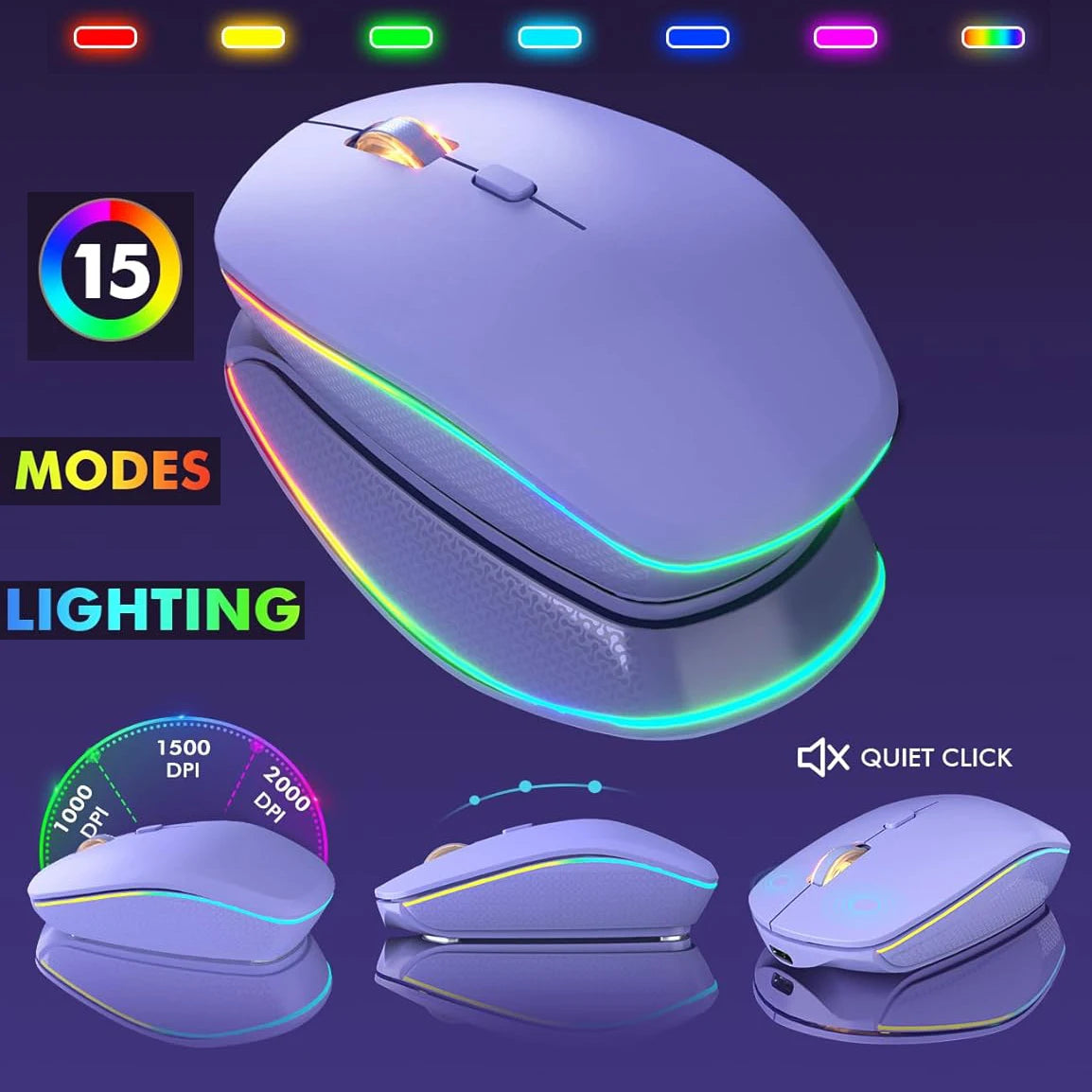 Ergonomic 2.4Ghz Wireless Keyboard Mouse Combo for PC/Laptop/Desktop Rechargeable Full Size Keyboard Mouse Set With RGB Backlit