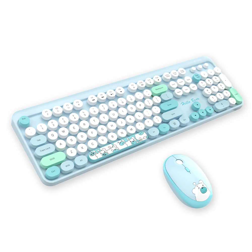 Cute New 2.4G Wireless Keyboard With Numeric 104 Keys Silent Gaming Keyboard Mouse Set For Laptop Desktop PC Friend Gift Durable