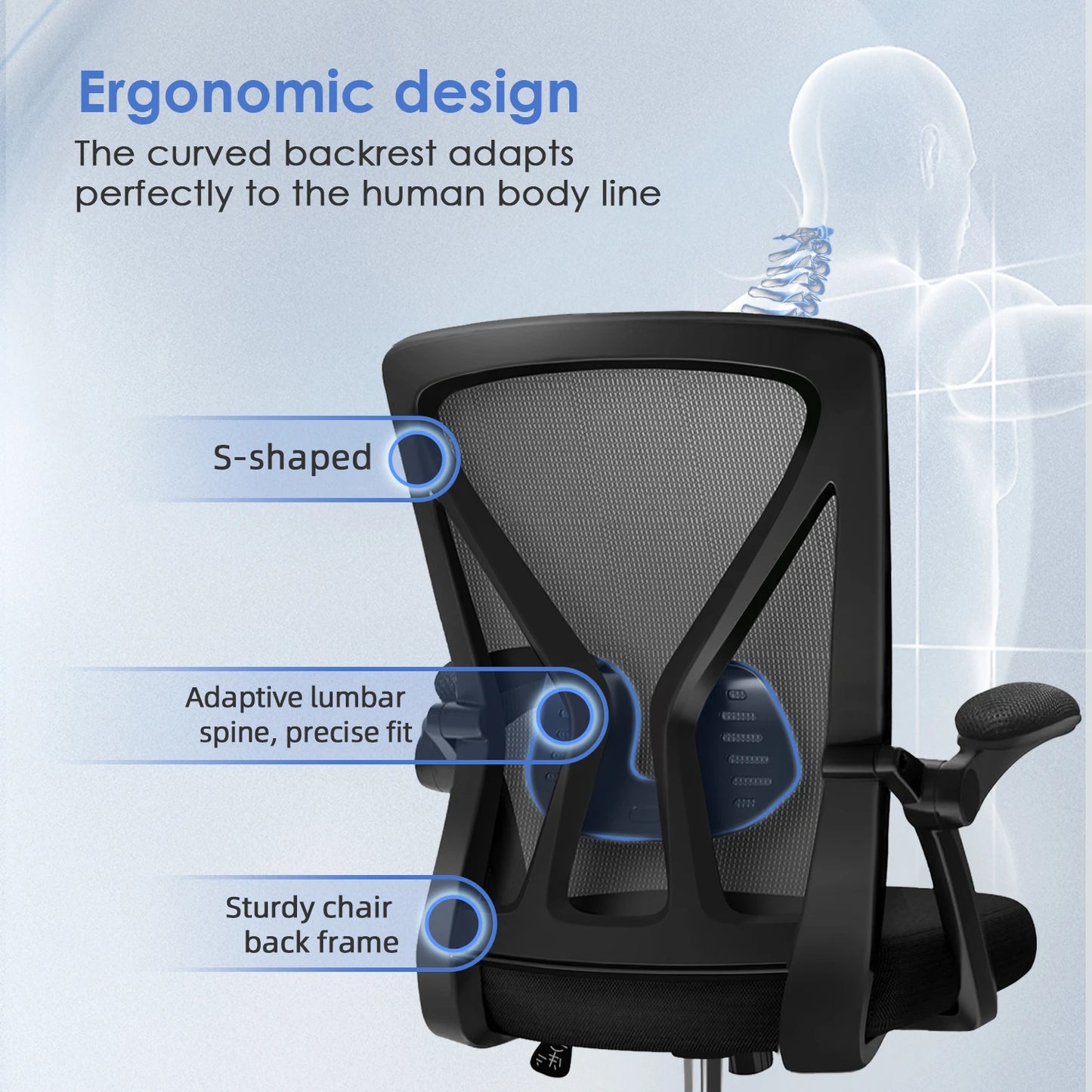 Daccormax Ergonomic Office Chair with Lumbar Support, Adjustable Reclining Desk Chair, Computer Chair with Armrests for Home Office