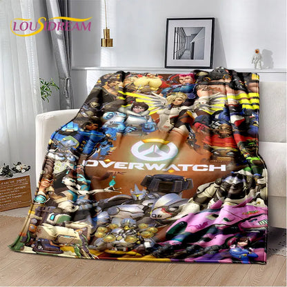 Overwatch Game Gamer D.Va Reaper Soft Plush Blanket, Flannel Blanket Throw Blanket for Living Room Bedroom Bed Sofa Picnic Kid 3D
