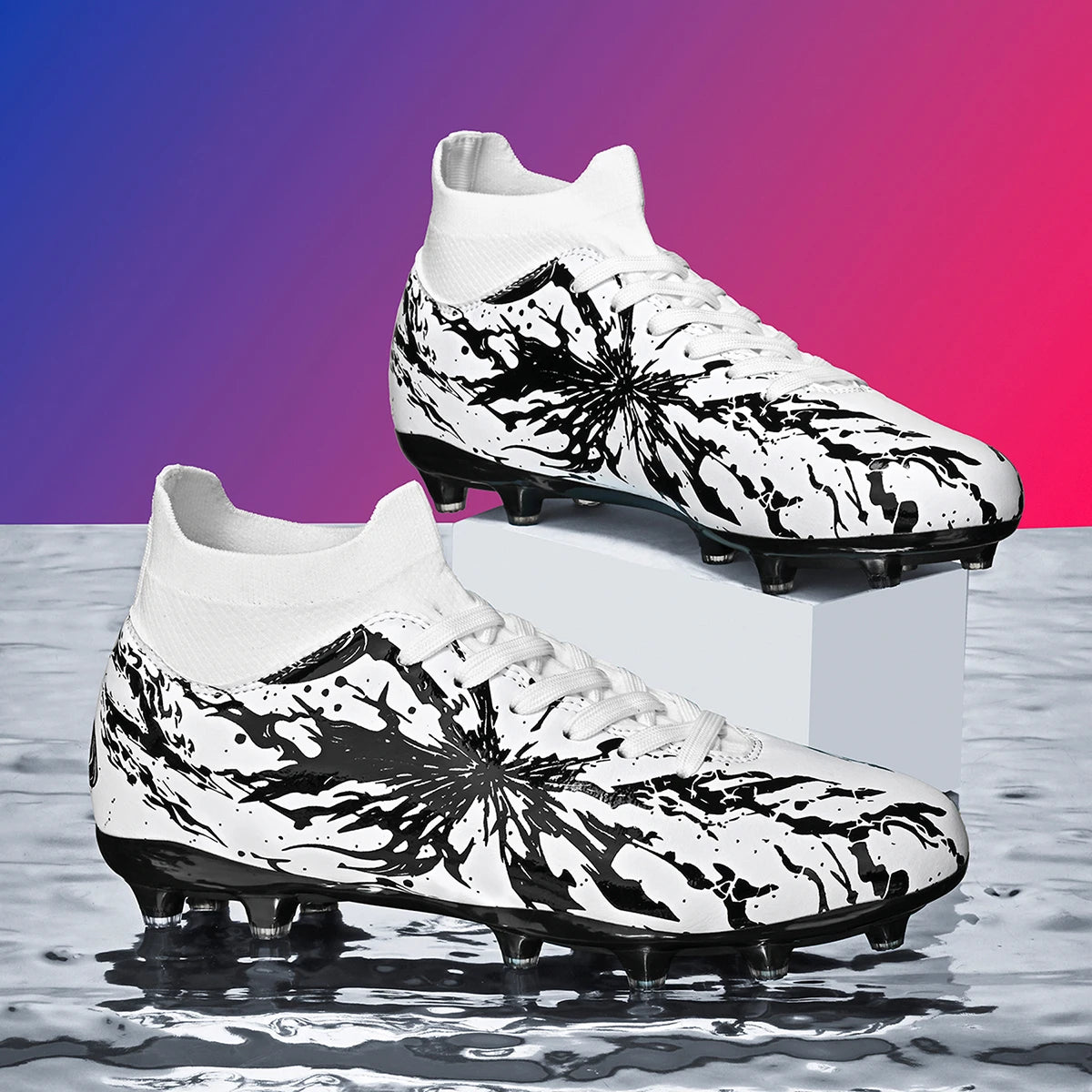 Chaussures de football professionnelles AG/FG pour hommes et femmes, antidérapantes, avec crampons longs, confortables, en PU, pour terrain gazonné, compétition et entraînement
