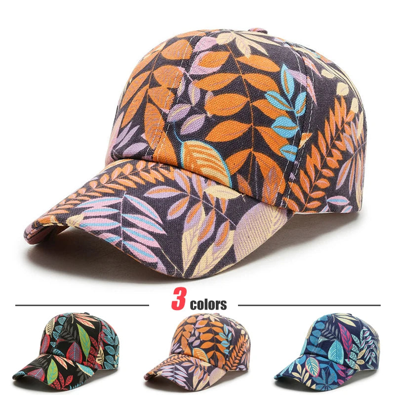 New Spring and Summer Unisex Fashion Korean Style Leaf Pattern Baseball Cap Peaked Caps