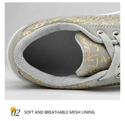 Læder-casualsneakers til kvinder, moderigtige og komfortable platform-vandresko, kilehæl-mokkasiner, åndbare loafers, Zapatos De Mujer