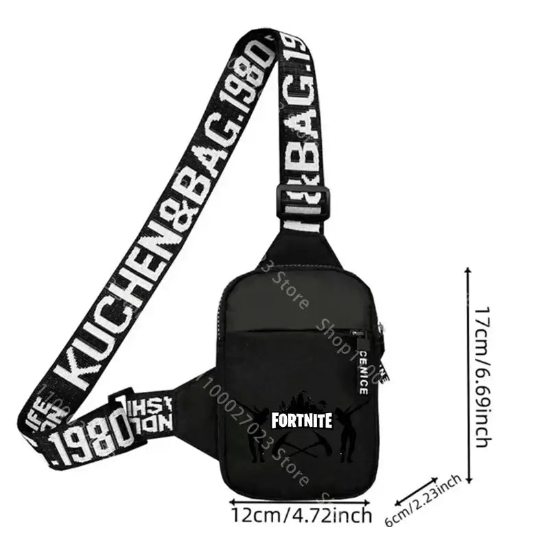 Lekka, sportowo-casualowa torba na ramię dla dorosłych Fortnites, mini torba na telefon z nadrukiem postaci z gry, męska torba crossbody na klatkę piersiową, prezent