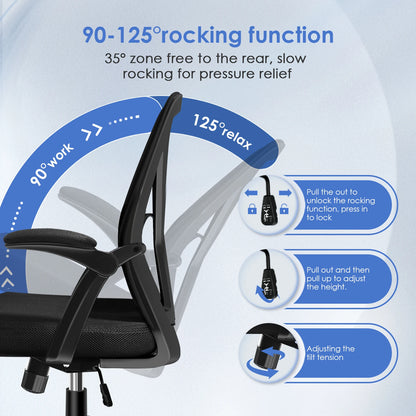 Daccormax Ergonomic Office Chair with Lumbar Support, Adjustable Reclining Desk Chair, Computer Chair with Armrests for Home Office