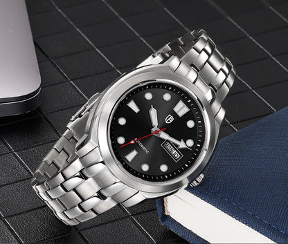 BERNY Automatic Men Watch Supper Luminous Sapphire Stainless Steel 100M Waterproof Business Casual Mechanical Wristwatch for Men