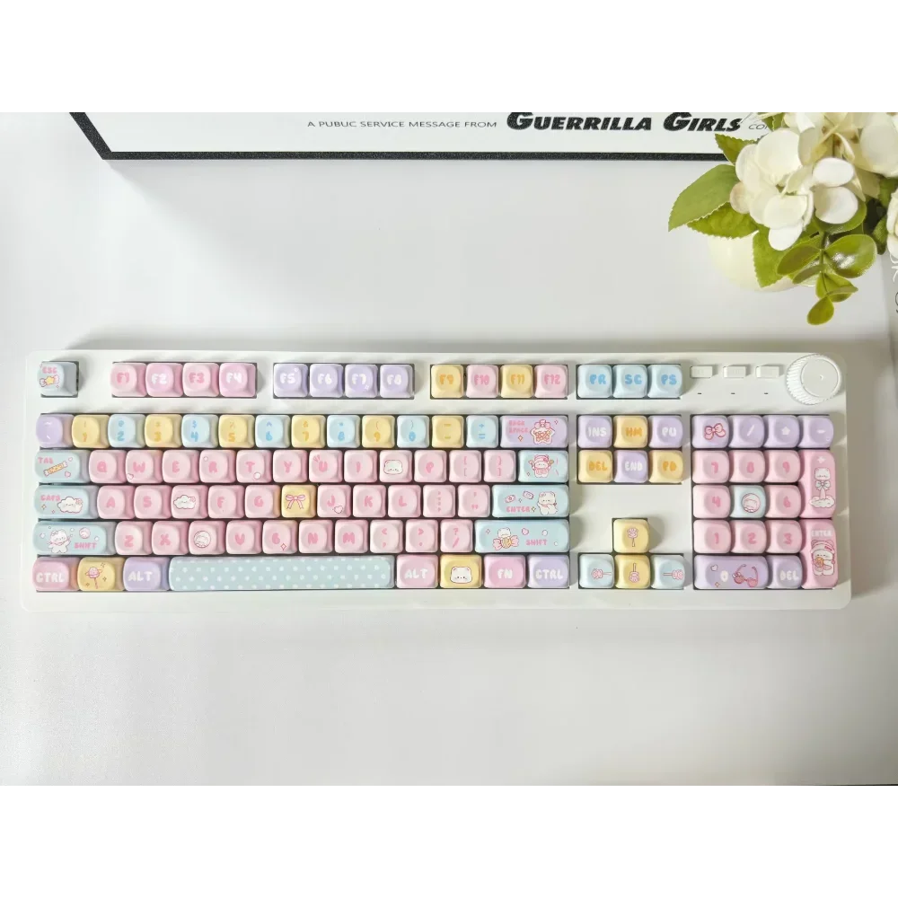 MOA Keycaps PBT Cute Candy Bear 131 Keys Small Full Set for 60/64/84/98/108 Gaming Mechanical Keyboard MX Switch