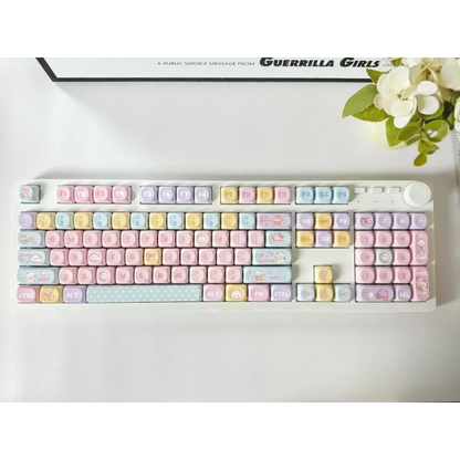 MOA Keycaps PBT Cute Candy Bear 131 Keys Small Full Set for 60/64/84/98/108 Gaming Mechanical Keyboard MX Switch