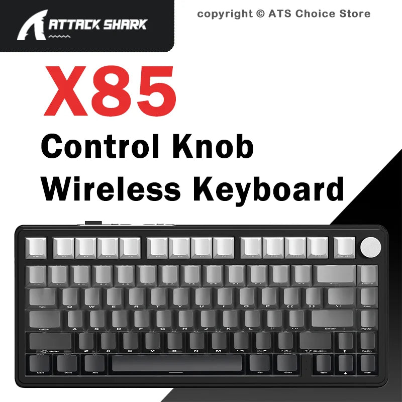 ATTACK SHARK X85/X85Pro Wireless Mechanical Keyboard 75% 82 Keys Tri-Mode Bluetooth Wird RGB Hot Swap Gasket Knob Large battery