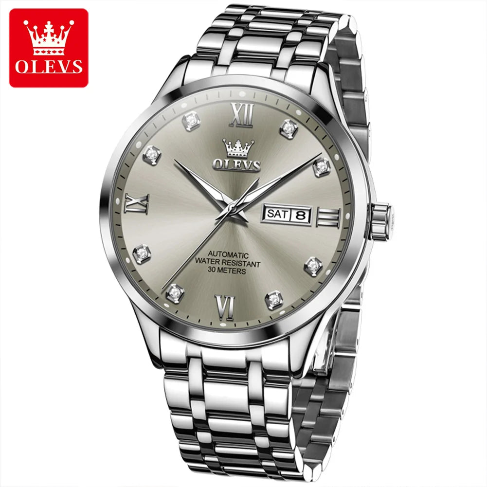 Orologio automatico da uomo OLEVS 9946 – Orologio da polso meccanico di lusso, dotato di calendario con indicazione della data, ideale per gli uomini d’affari.