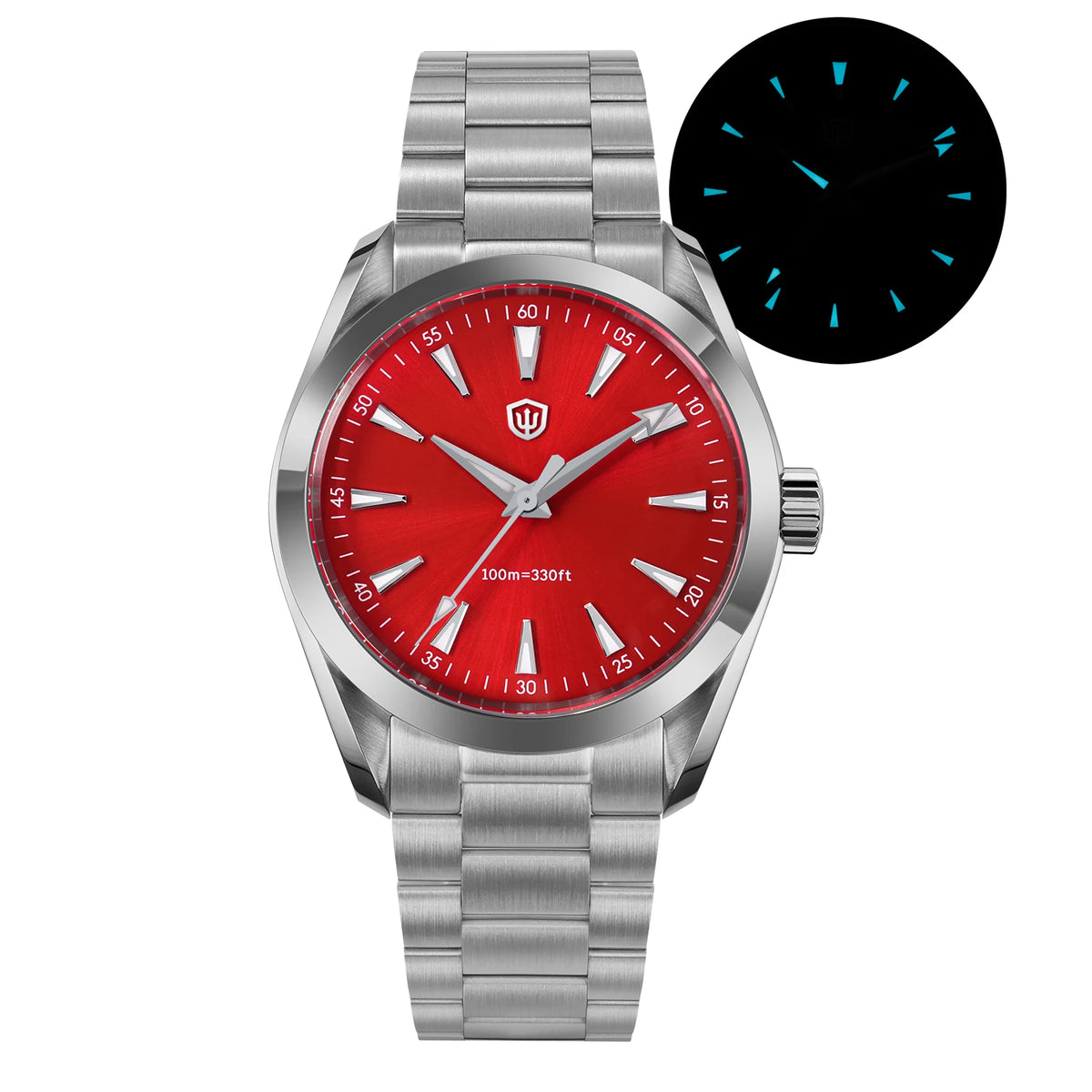 Hodinky Watchdives WD0006, stroj VH31 s plynulým chodem sekundové ručky, vypouklé safírové sklo, luminiscenční povlak BGW9, vodotěsnost 10 barů, 38 mm, vintage styl