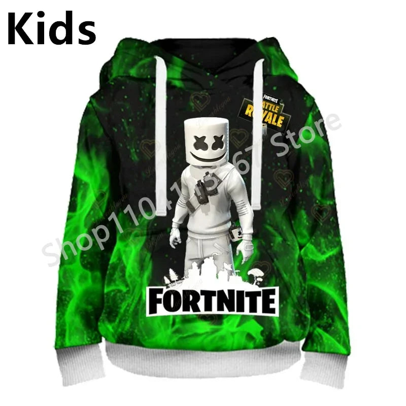 Φούτερ με Κουκούλα Llama Battle Royale F-Fortnited με 3D Εκτύπωση για Άνδρες, Γυναίκες και Παιδιά, Αγόρια και Κορίτσια, Streetwear Πουλόβερ, Πράσινα Τοπ