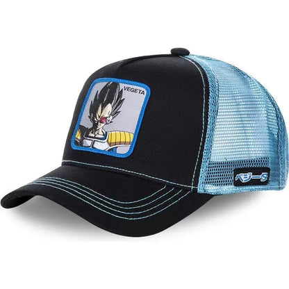 Casquette Dragon Ball Son Goku pour l'été : casquette de voyage à visière, pour homme, brodée, style hip-hop, visière pare-soleil, casquette trucker ajustable en maille