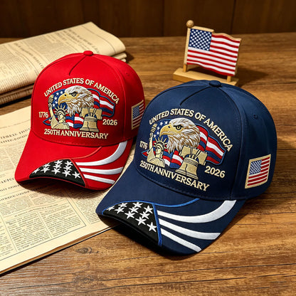ABLECAP 250th Anniversary USA Hat Embroidered Patriotic Baseball Cap 1776-2026 Independence Day Cap Adjustable Hat for Men Women