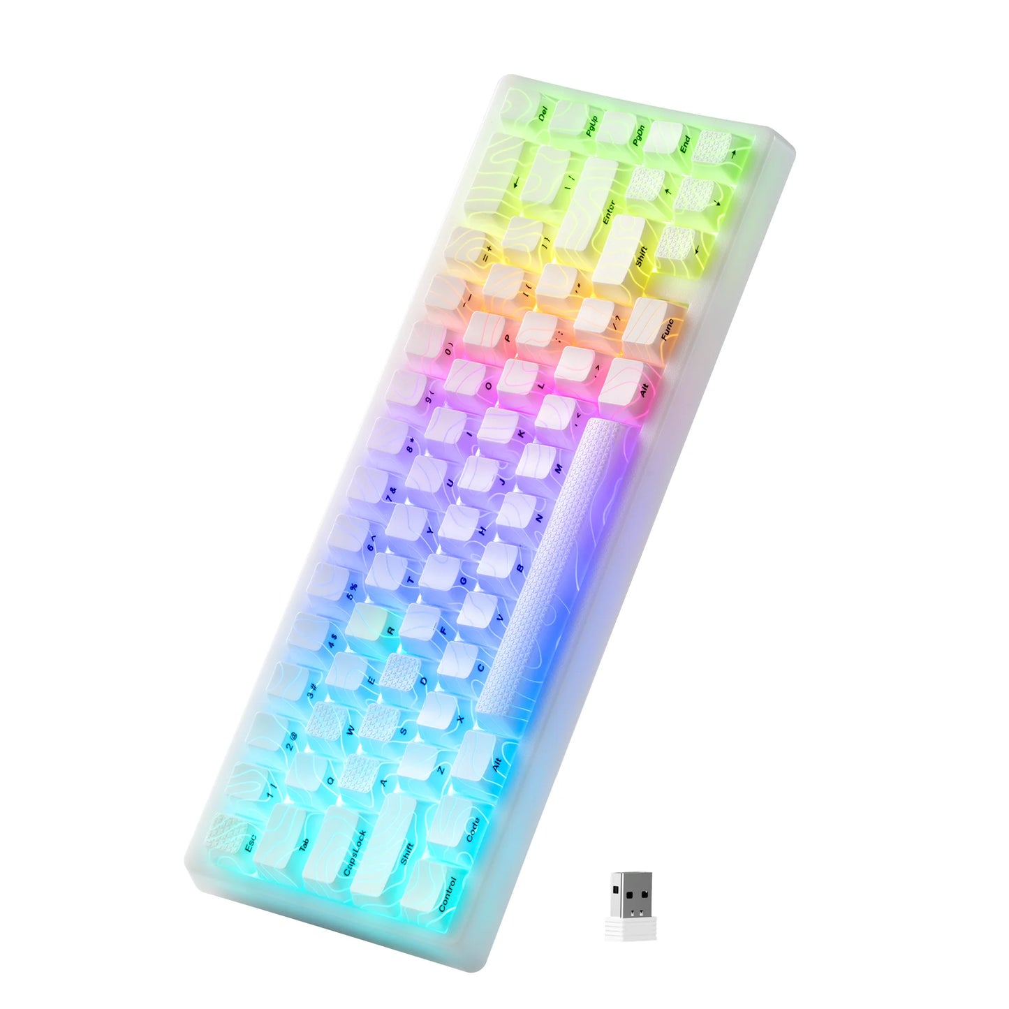 XVX Wireless Mechanical Keyboard M67 JadeStone With IMD-Tech Keycaps Tri-Mode Topographic White Gamer Keyboard Gasket Design